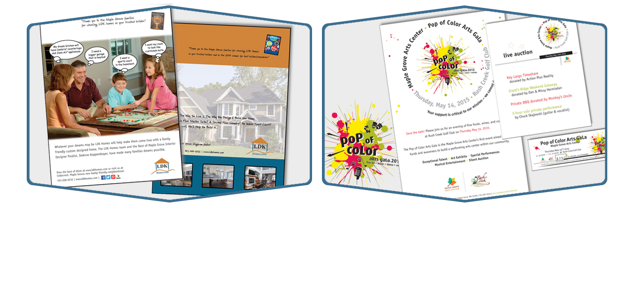 LDK homes advertisement and maple grove arts center